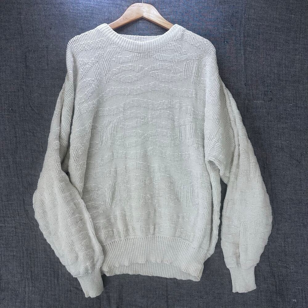 Boathouse Row Vintage Cotton Knit Sweater Cream Crewneck USA Made men’s